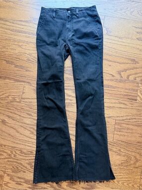 We The Free Black Flare Jeans with Front Seam and Raw Split Hem